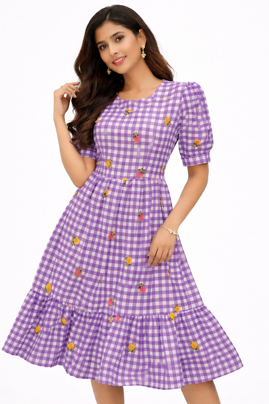 checks frock with pocket