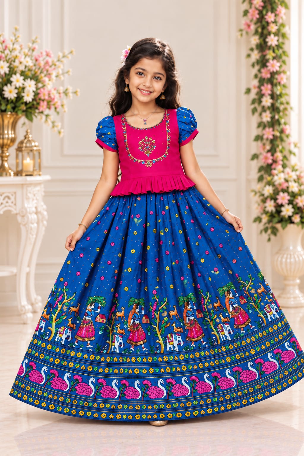 Kids Girls Traditional Partywear Lehenga Choli | Festive Ethnic Wear (Sizes 24 to 34)