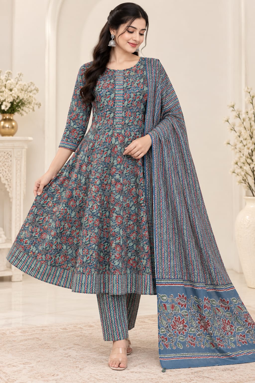 UMBRELLA PURE COTTON FLORAL DESIGN 3-PIECE SET