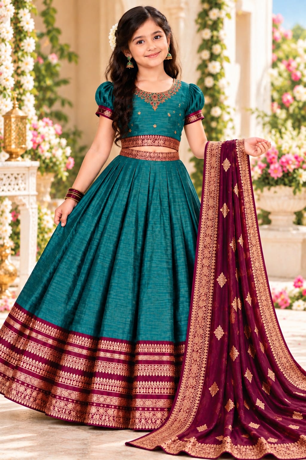 Girls Trendy Traditional Semi-Stitched Lehenga Choli with Dupatta (Ages 3–9 Yrs)