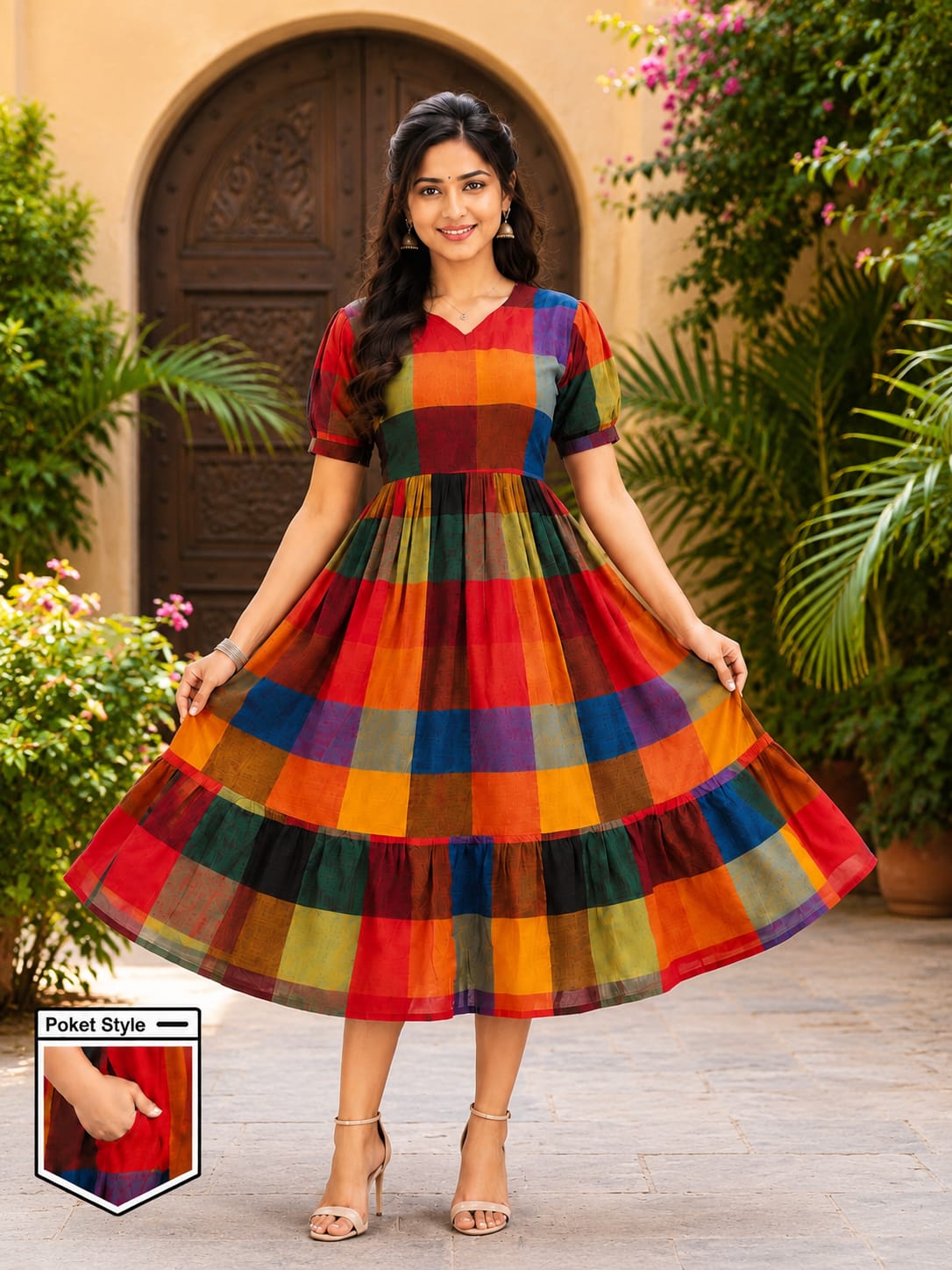 mangalagiri cotton dress designs Buy Mangalagiri Cotton Checks Frock Online