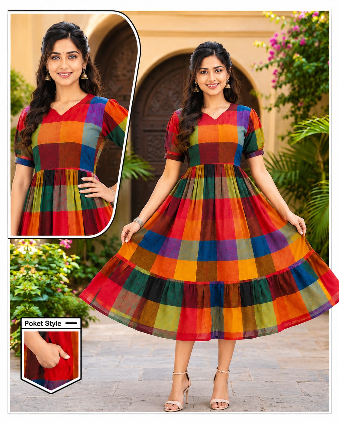 Mangalagiri Cotton Checks Frock (L to 3XL) | Special Offer ₹699 + FREE Shipping