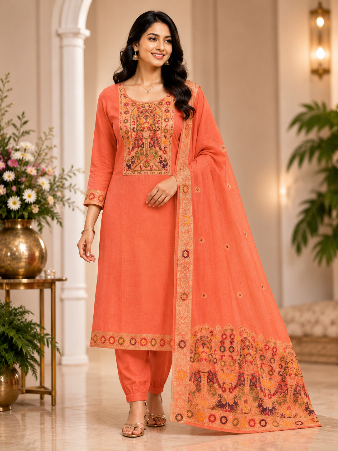 ✨ Elegant Embroidery | Premium Jamdhani Fabric | Free Shipping 🛍️🎉 | L-J56