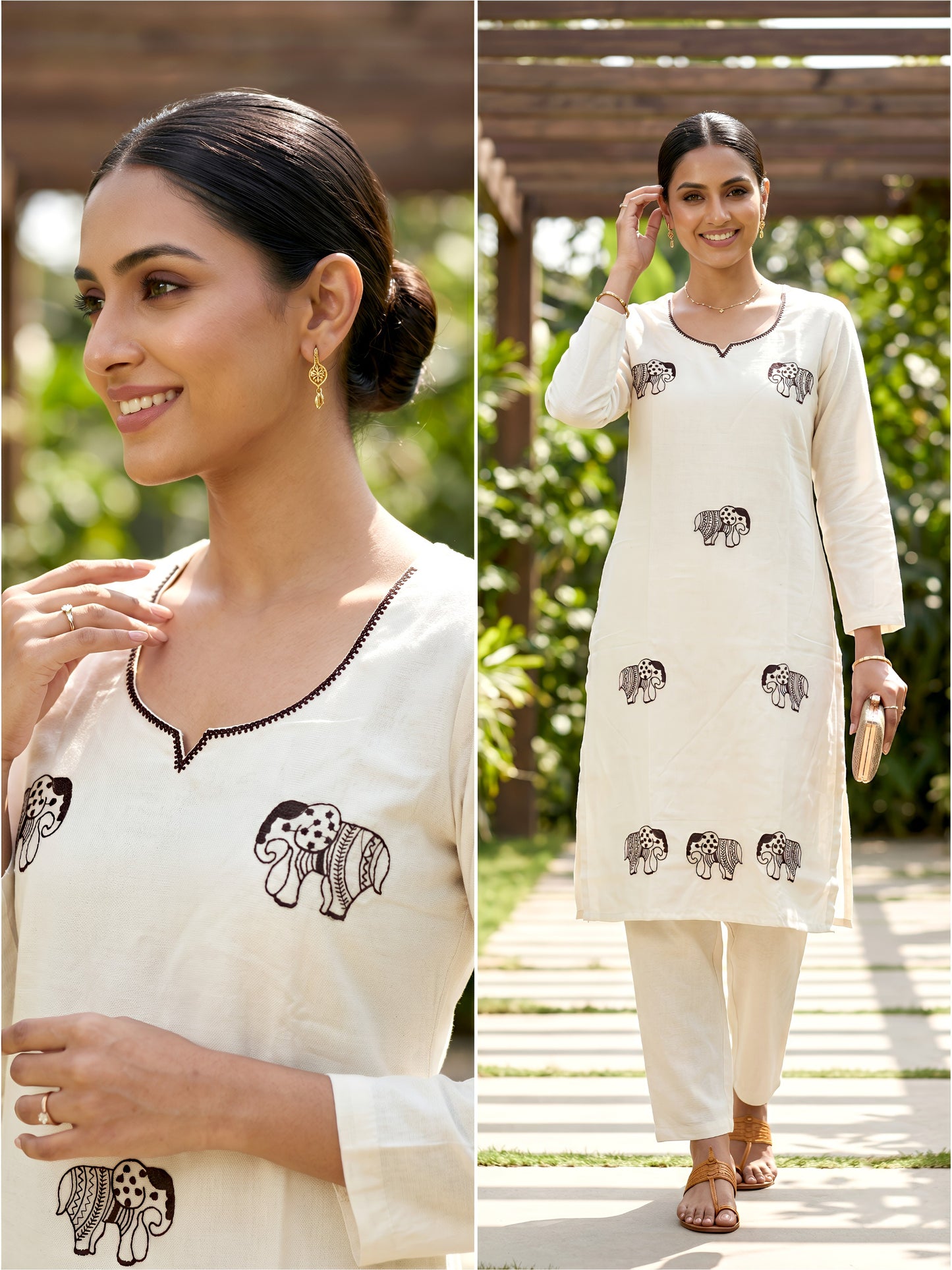 Flex Cotton Elephant Print Co-ord Set - 2 Pieces (Trending Women's Fashion)