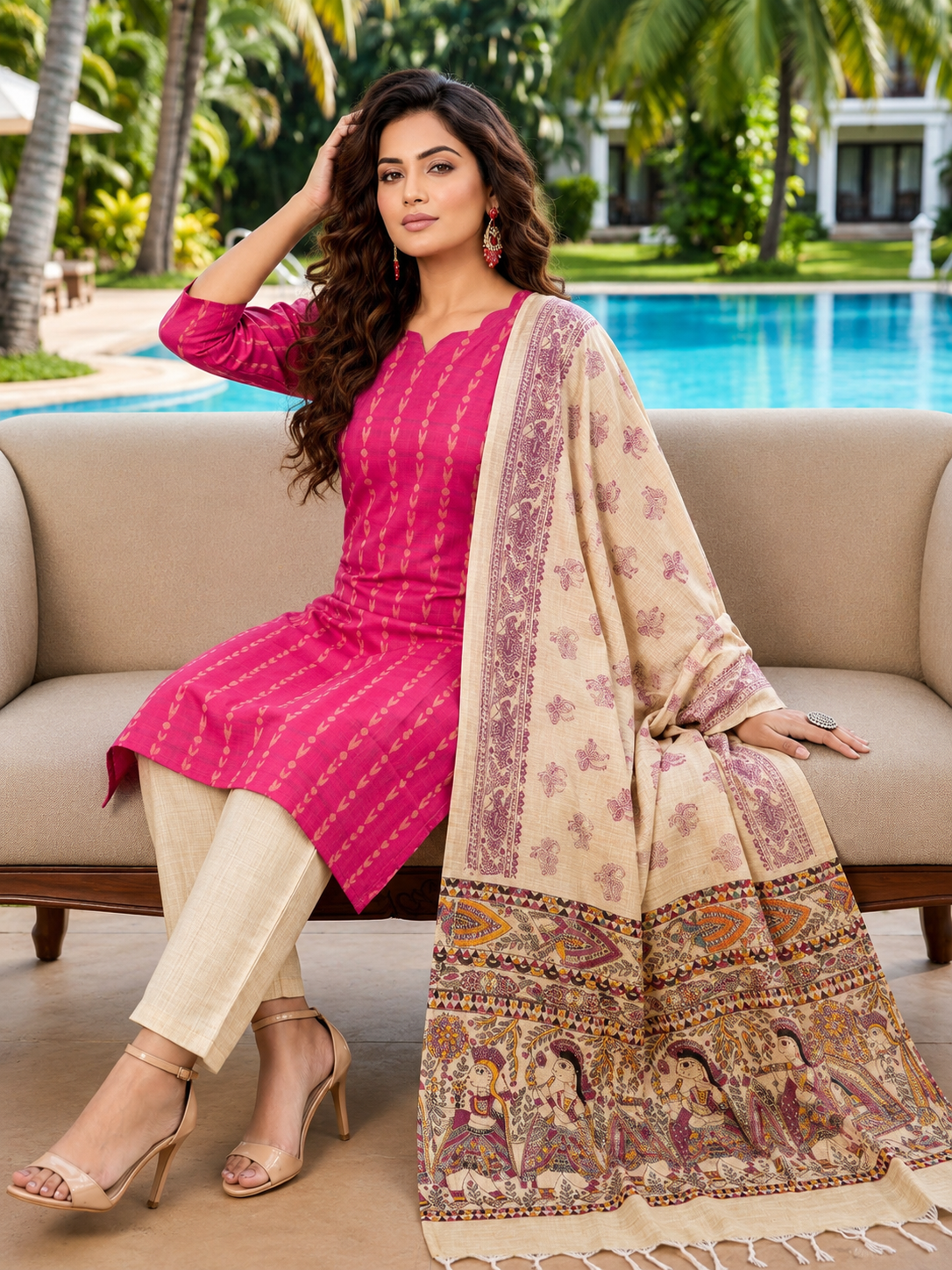 Handloom 3-Piece Suit Set with Functional Pocket & Art Dupatta @ ₹949/- | Free Shipping | Arrows