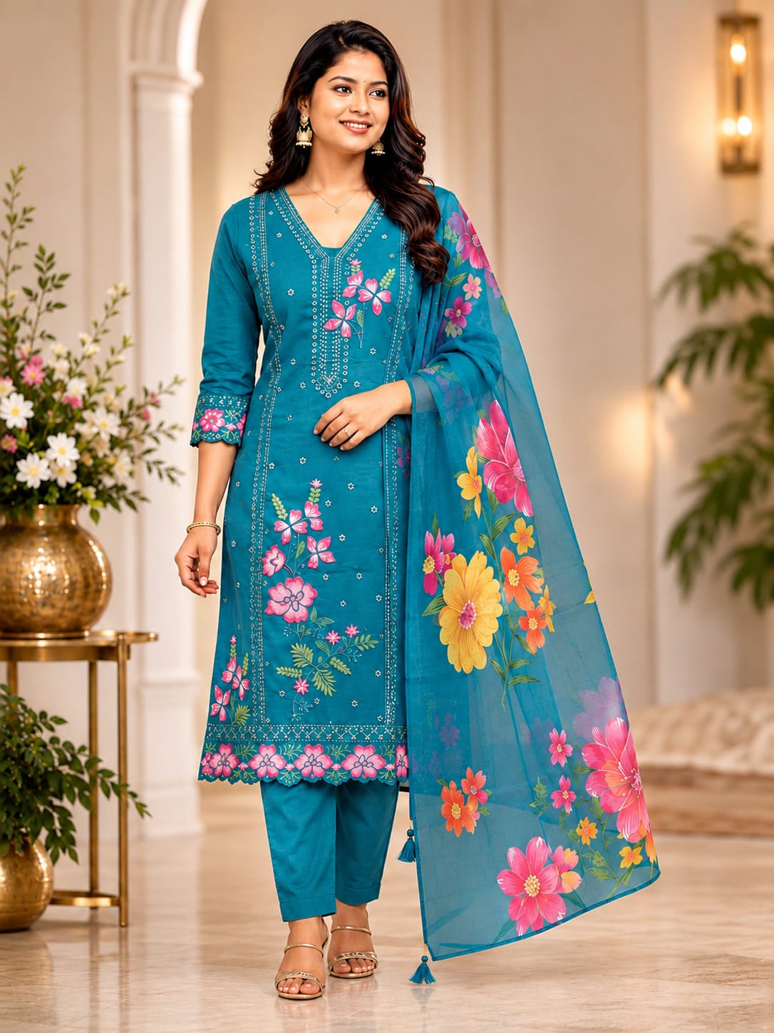 FREE SHIPPING ๐๏ธ | Roman Silk Embroidered Salwar Suit Set | 1121