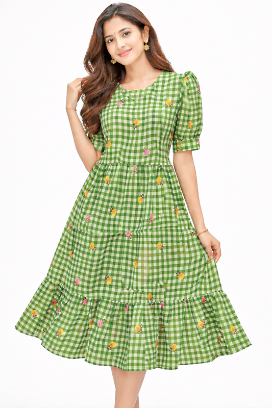 checks frock with pocket