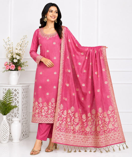 Free Watch | Women's Jamdhani 3-Piece Kurta Set with Dupatta | M-5XL | ₹999 | Free Shipping