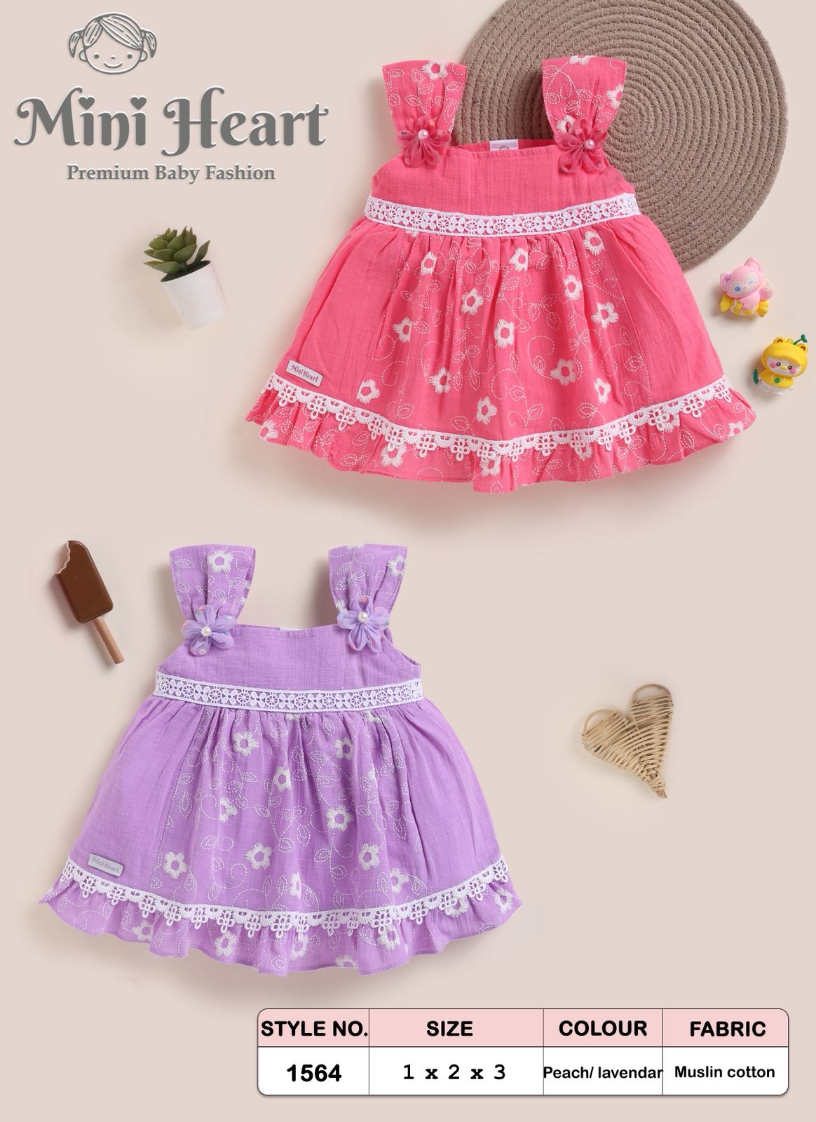 New Born Baby Girl Premium Mul Cotton Frock | 6 Months to 18 Months | Soft Cotton Baby Dress | ₹495 Only