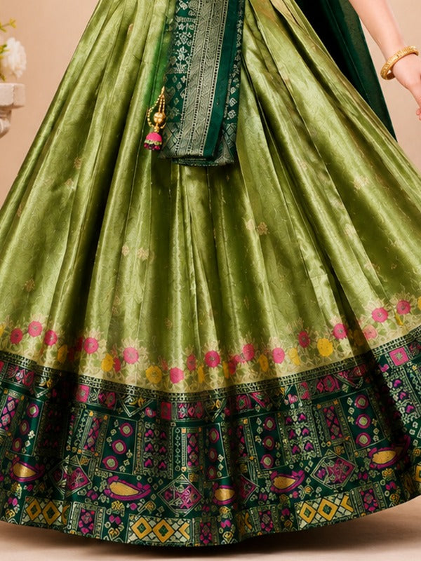 Kids Banaras Crop Top Lehenga Choli - Green | Like N Like