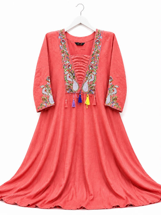 Pre Ashadam Sale ✨ | Mal Chanderi Frocks 💜 Flared Anarkali Dress