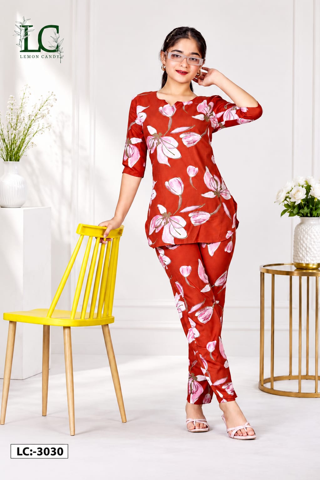 Premium Rayon Co-ord Sets For Girls | Trendy Kids Floral Top & Pant Set - Like n Like Vijayawada
