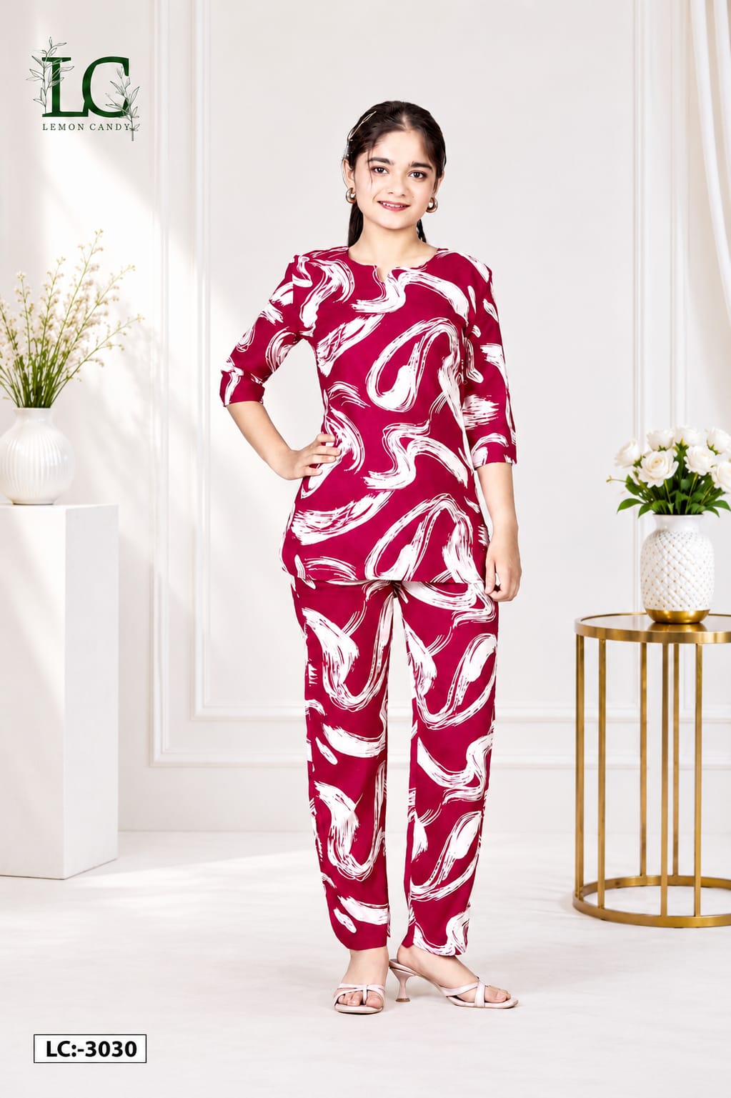 Premium Rayon Co-ord Sets For Girls | Trendy Kids Floral Top & Pant Set - Like n Like Vijayawada