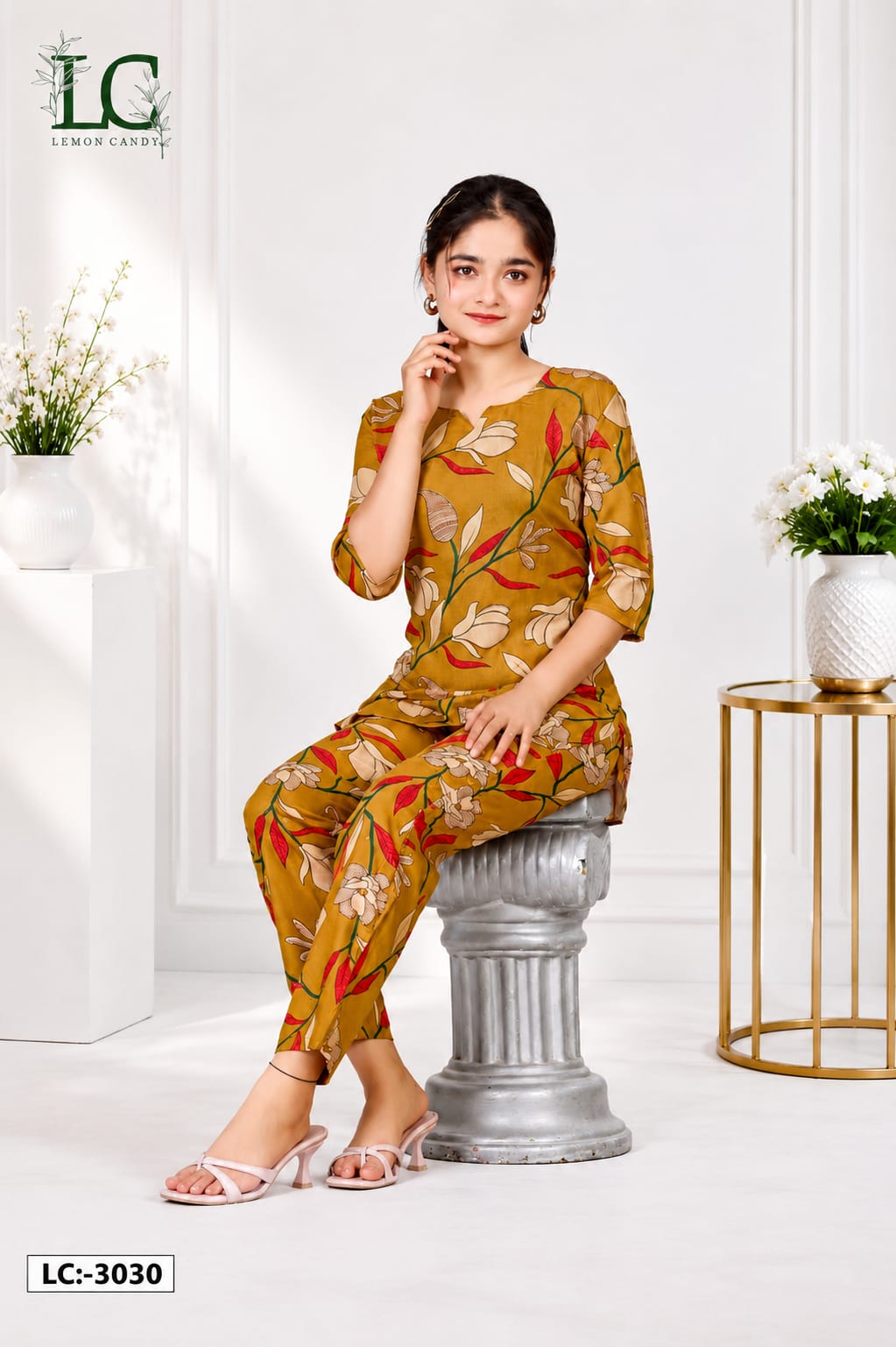 Premium Rayon Co-ord Sets For Girls | Trendy Kids Floral Top & Pant Set - Like n Like Vijayawada