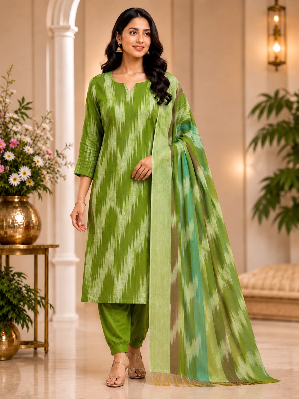Premium Mangalagiri Cotton 3 Piece Suit Set for Women | Free Shipping