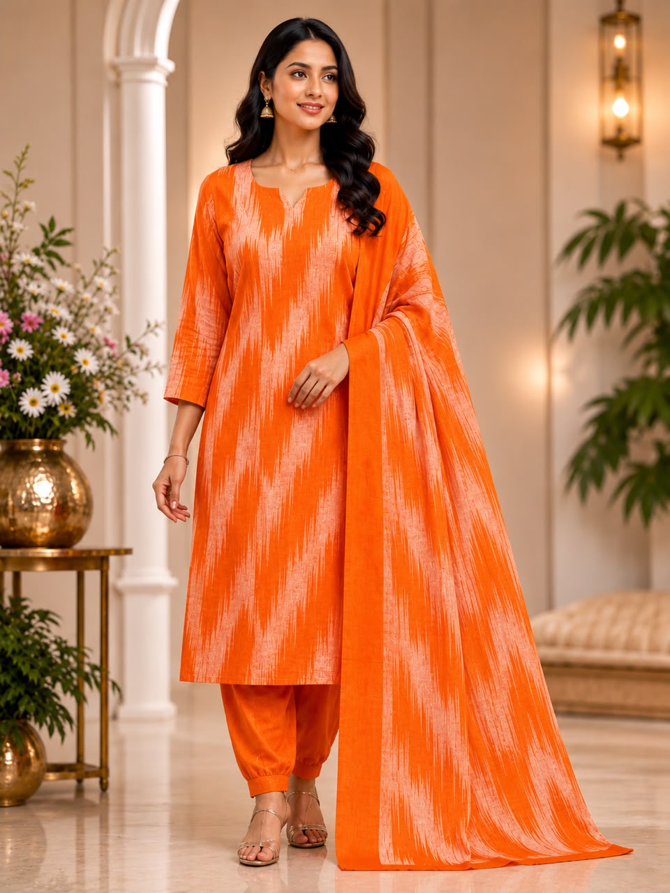 Premium Mangalagiri Cotton 3 Piece Suit Set for Women | Free Shipping