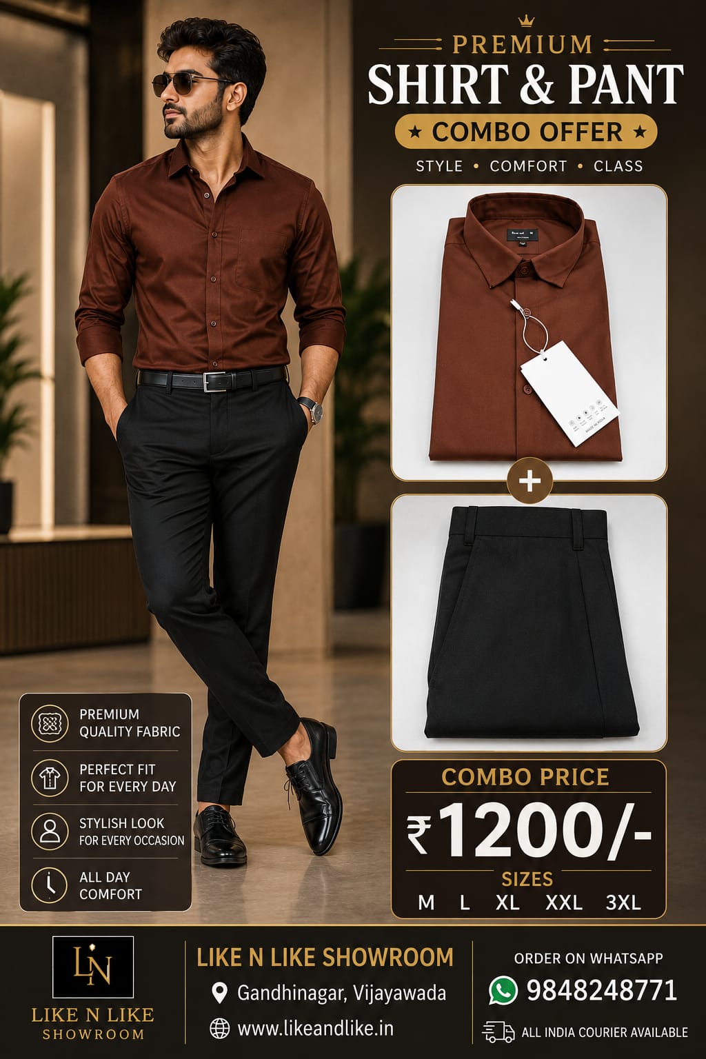 Mens Premium Formal Shirt+Trouser outfit combo offer
