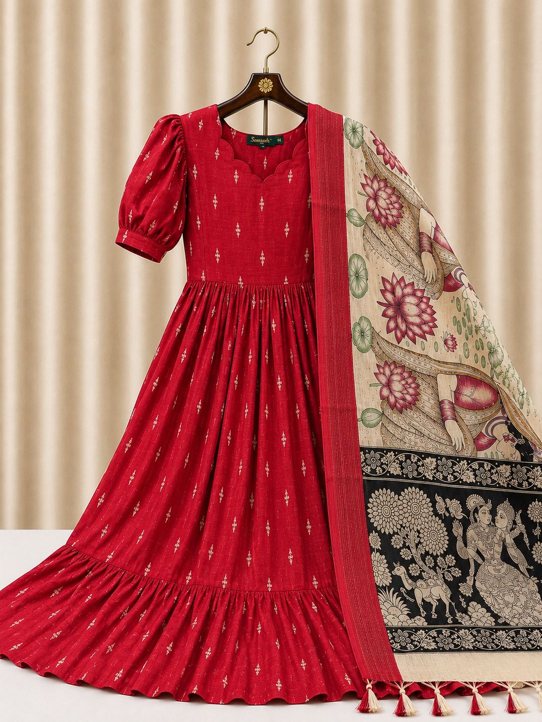 Raw silk FEEDING FROCK- 2 piece set