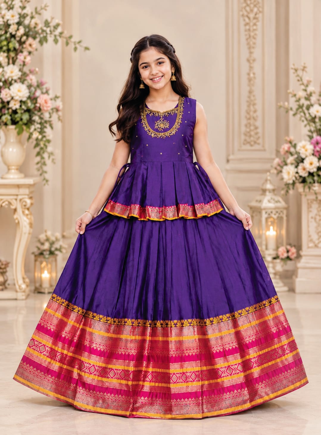 ✨ Premium Pattu -Ethnic wear Frock – Festival Special