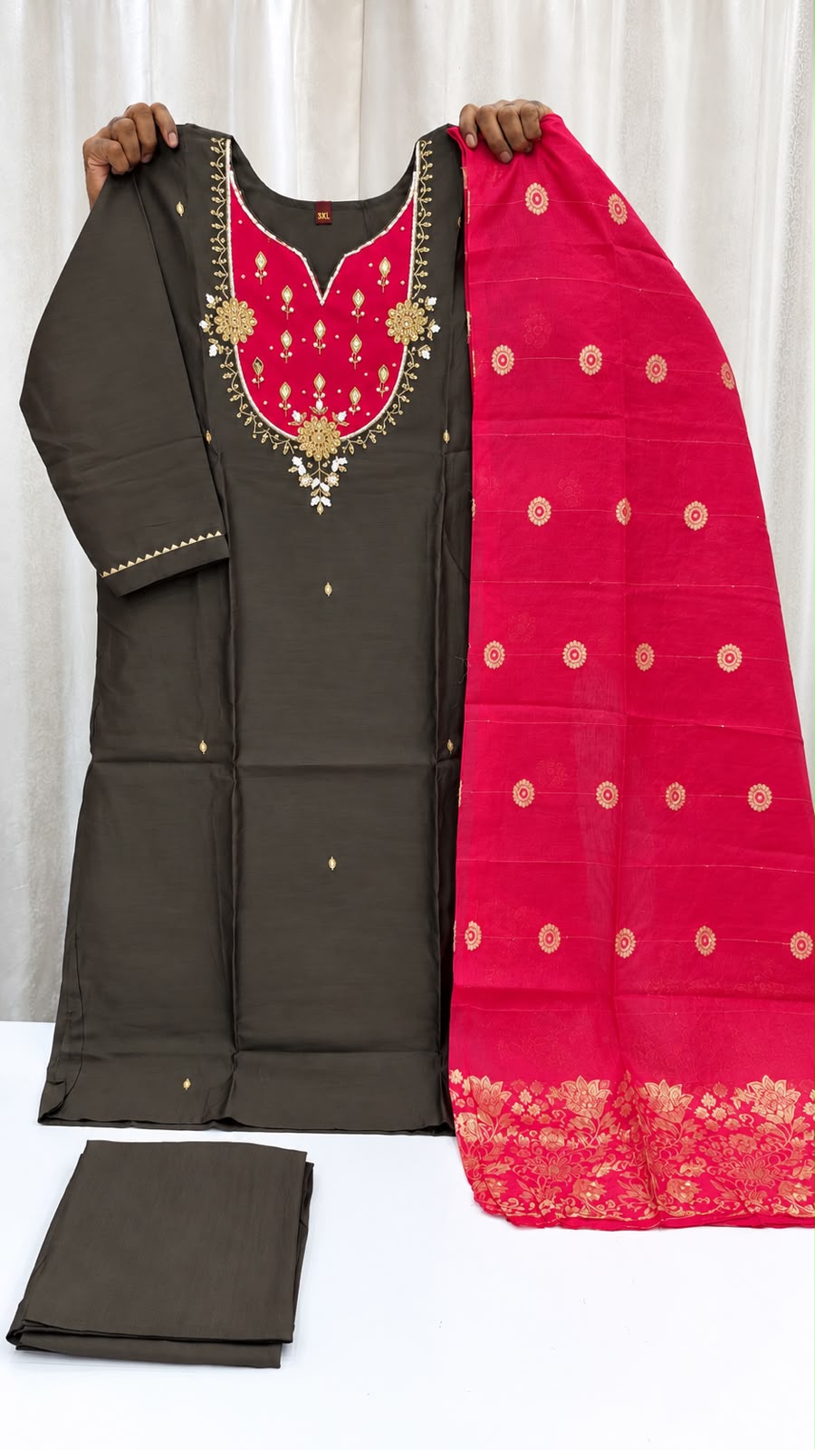 Roman Silk- kardana work  3piece set