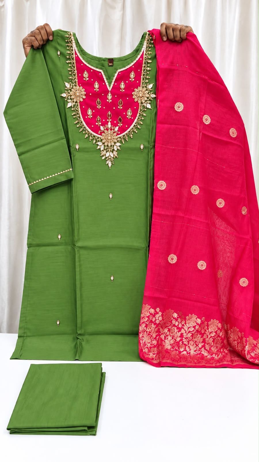 Roman Silk- kardana work  3piece set
