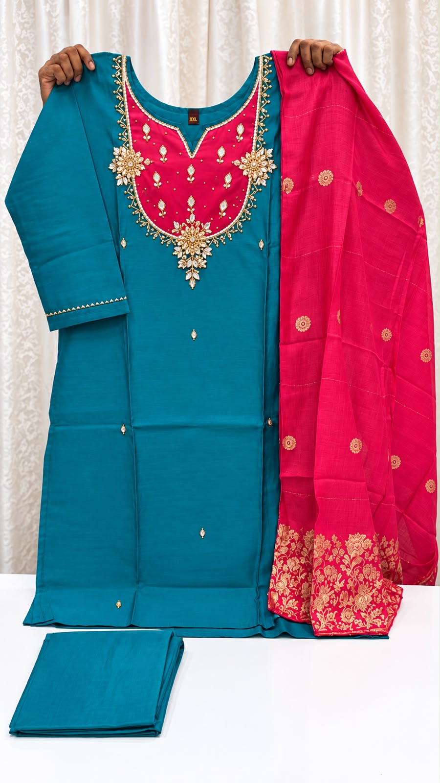 Roman Silk- kardana work  3piece set