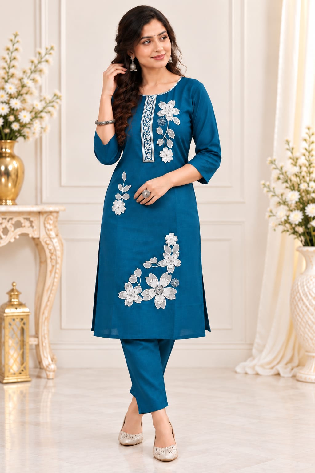 Heavy Vertican Fabric Floral Co-ord Set | Latest Floral Collection