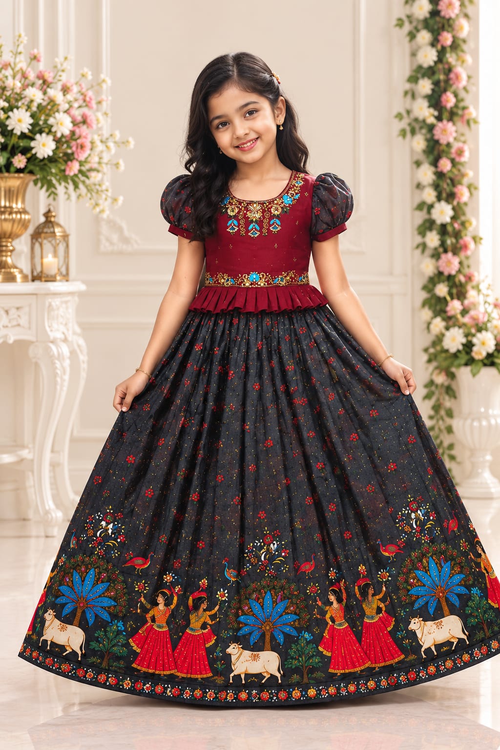Kids Girls Traditional Partywear Lehenga Choli | Festive Ethnic Wear (Sizes 24 to 34)