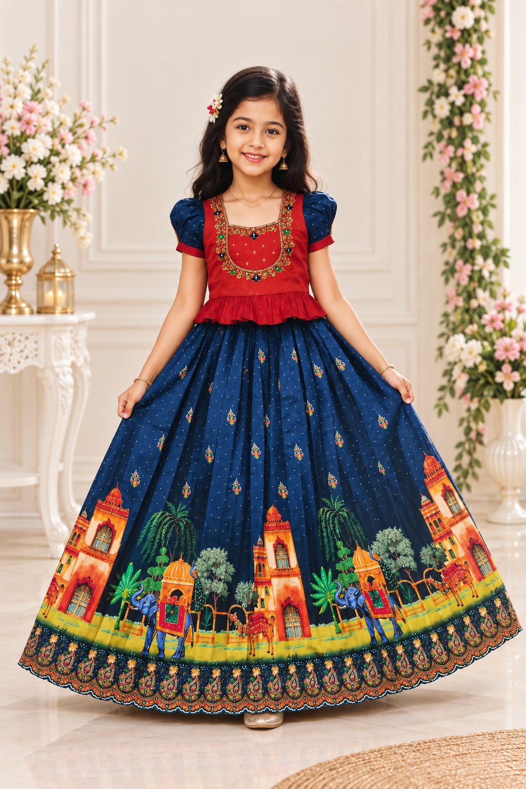 Kids Girls Traditional Partywear Lehenga Choli | Festive Ethnic Wear (Sizes 24 to 34)