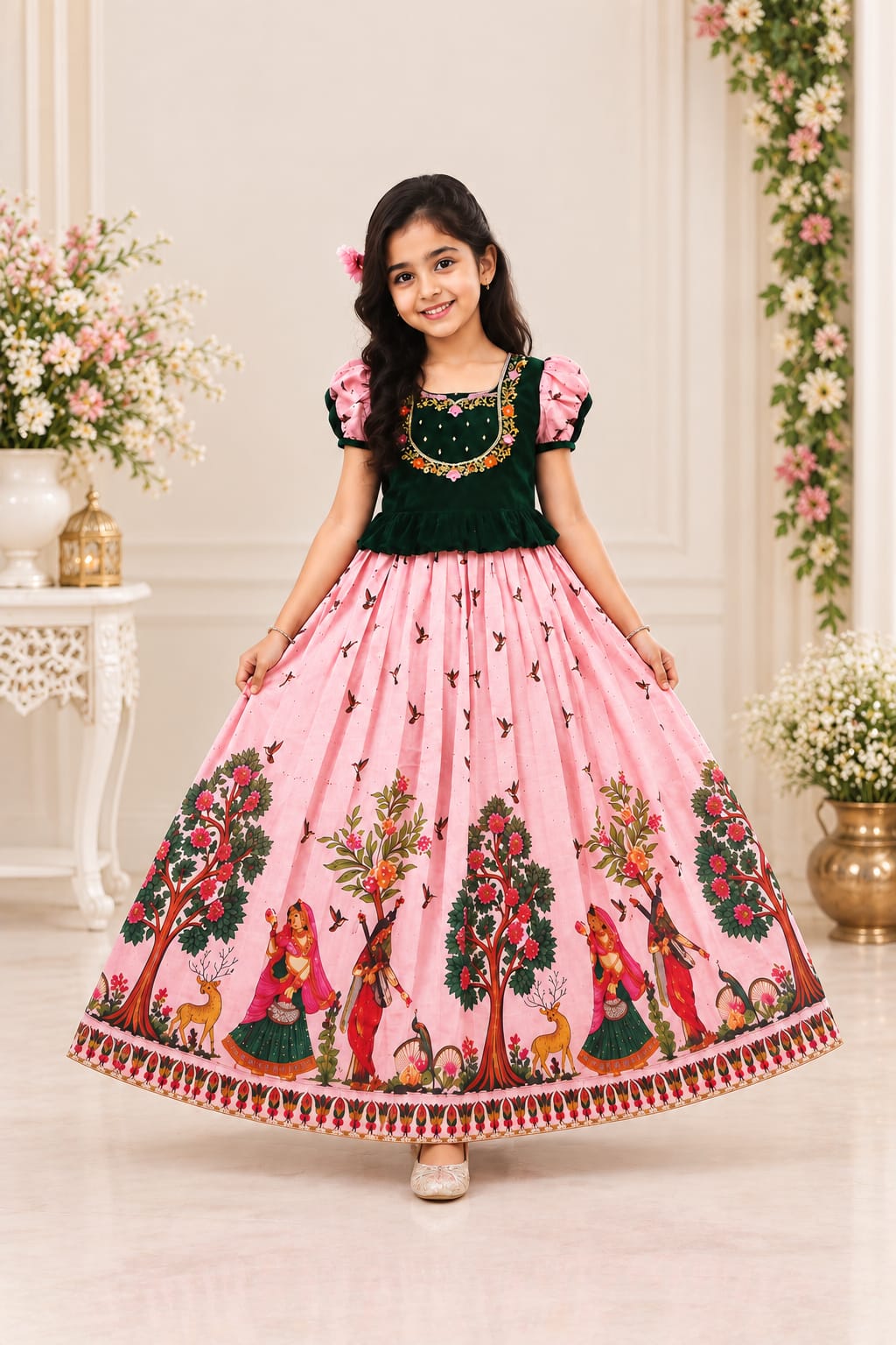 Kids Girls Traditional Partywear Lehenga Choli | Festive Ethnic Wear (Sizes 24 to 34)