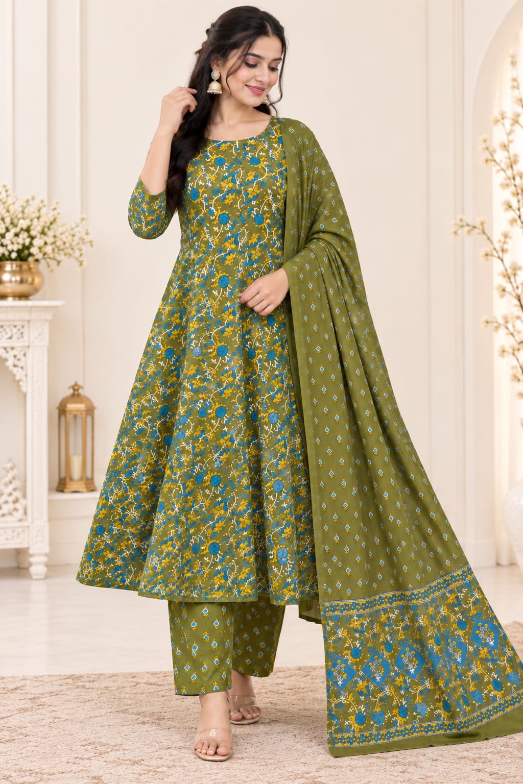 UMBRELLA PURE COTTON FLORAL DESIGN 3-PIECE SET