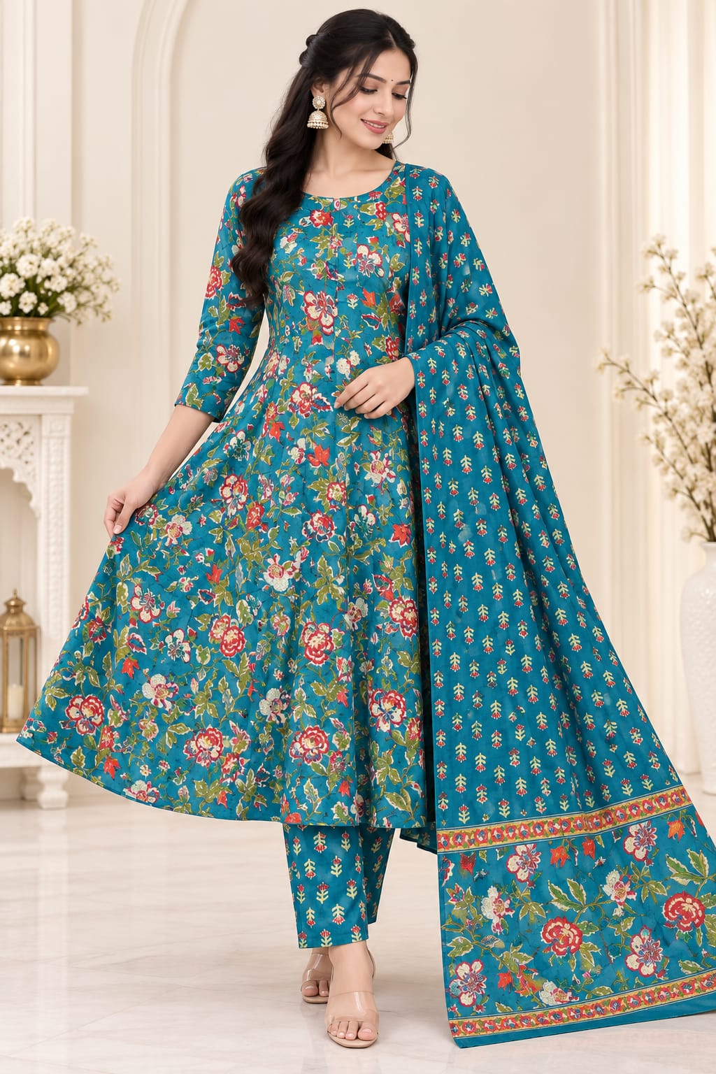 UMBRELLA PURE COTTON FLORAL DESIGN 3-PIECE SET