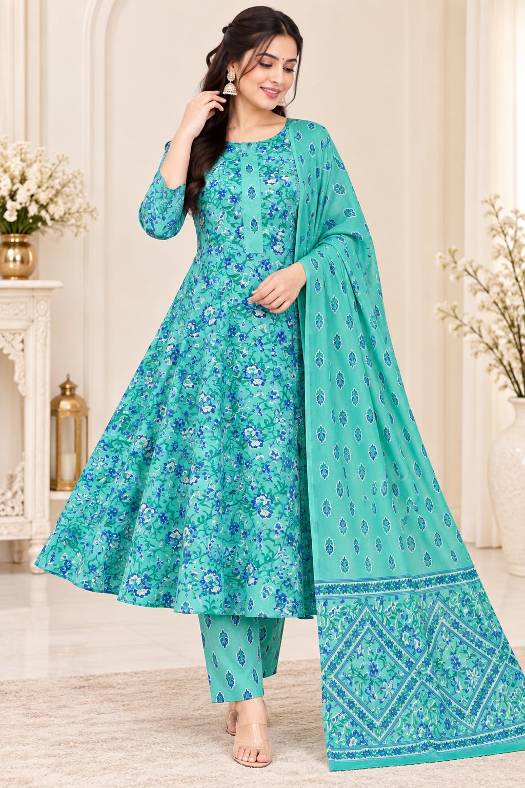 UMBRELLA PURE COTTON FLORAL DESIGN 3-PIECE SET