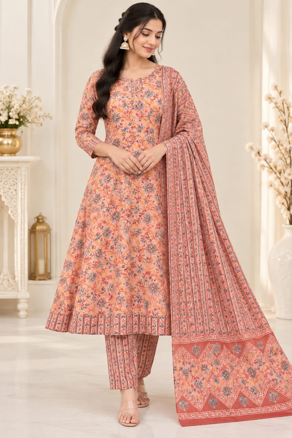 UMBRELLA PURE COTTON FLORAL DESIGN 3-PIECE SET