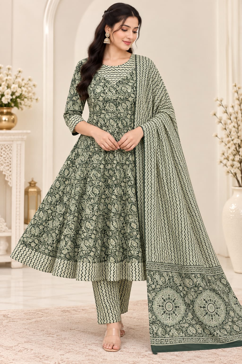 UMBRELLA PURE COTTON FLORAL DESIGN 3-PIECE SET
