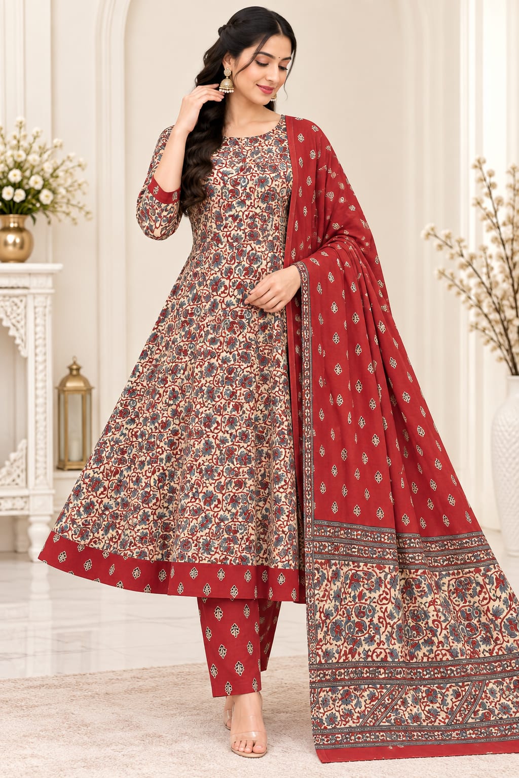 UMBRELLA PURE COTTON FLORAL DESIGN 3-PIECE SET
