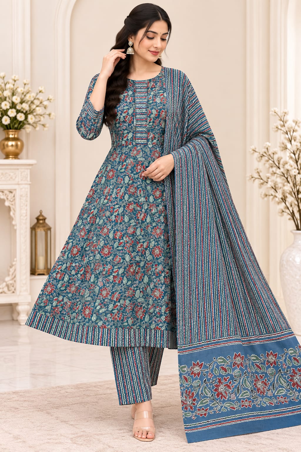 UMBRELLA PURE COTTON FLORAL DESIGN 3-PIECE SET