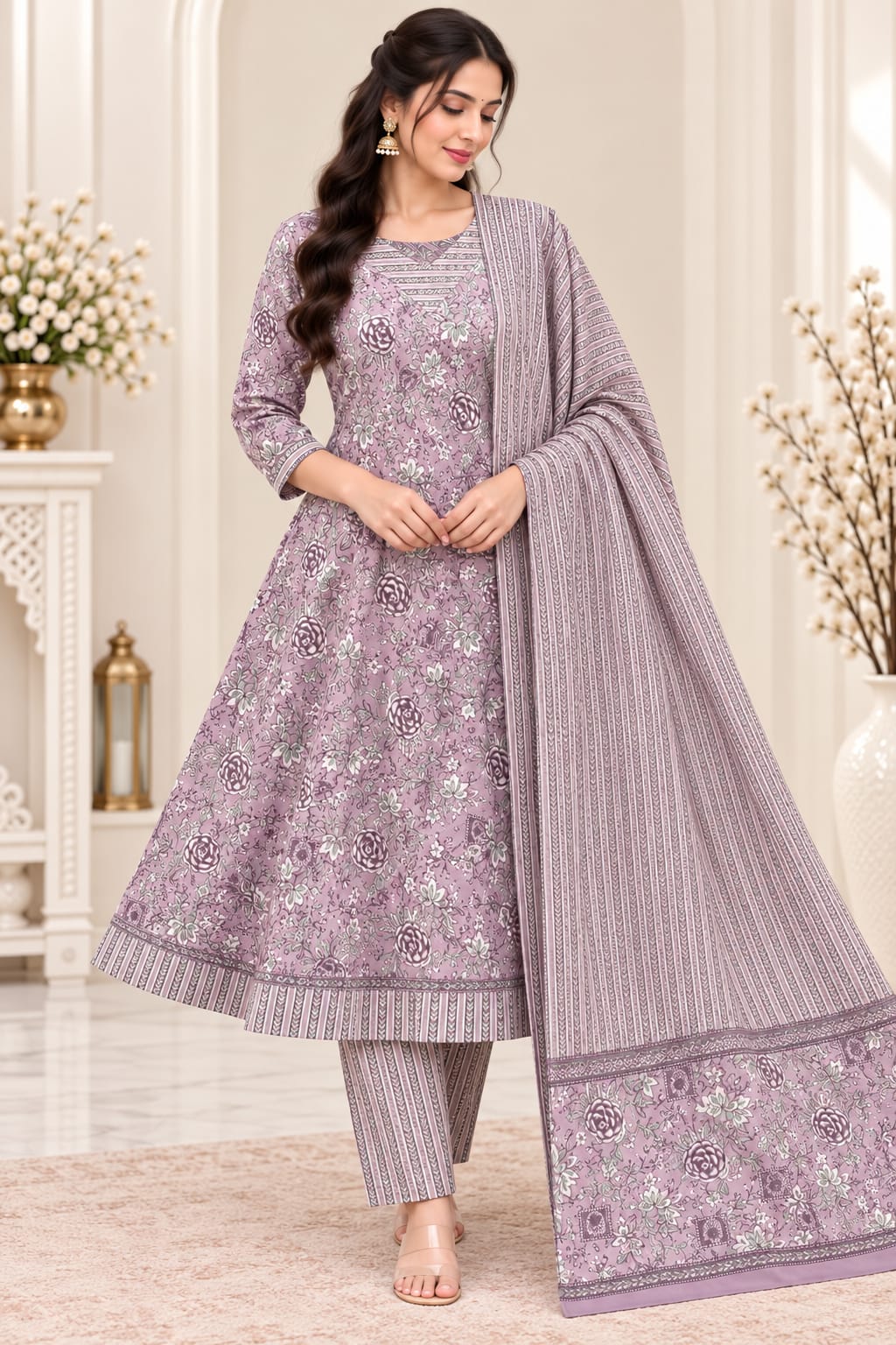 UMBRELLA PURE COTTON FLORAL DESIGN 3-PIECE SET