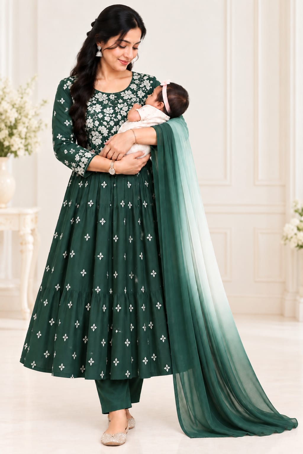Premium floral cotton feeding dress 3piece set