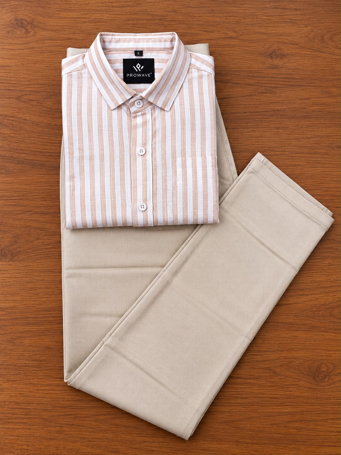 Men Pure Linen Stripes Shirt and Cotton Pant Combo Set | Casual & Party Wear