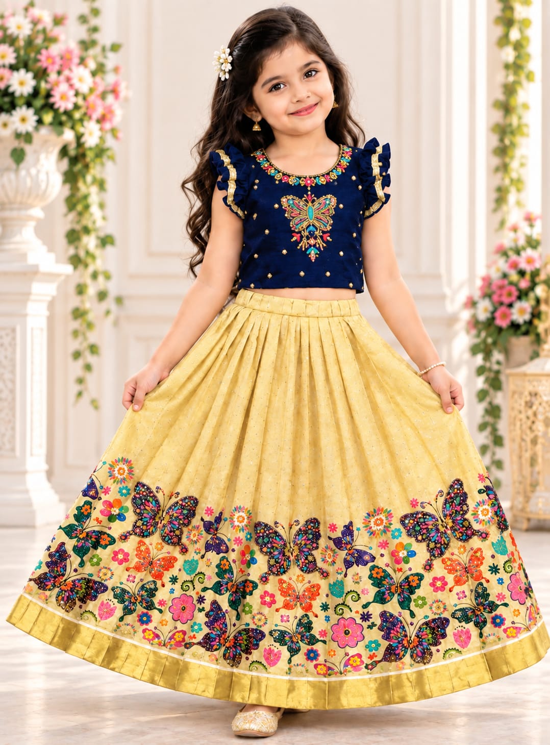 💝KIDS PREMIUM PATTU SHINE LEHANGAS💝