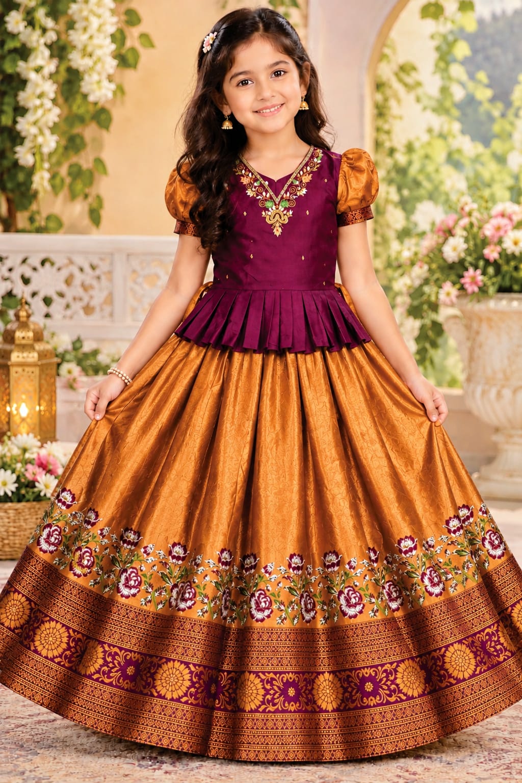 Girls Premium Traditional Pattu Frocks (Ages 3–9 Yrs)