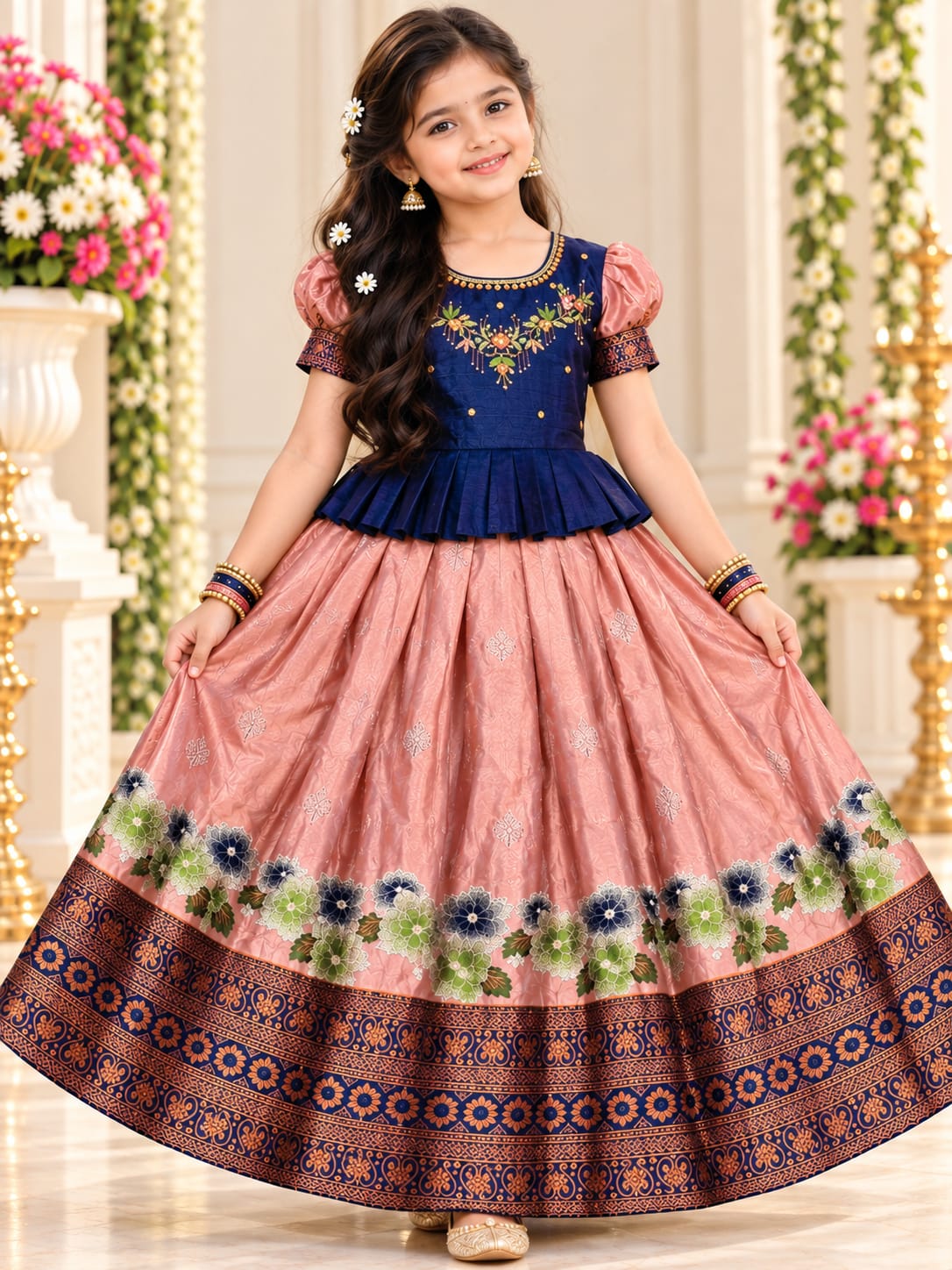 Girls Premium Traditional Pattu Frocks (Ages 3–9 Yrs)