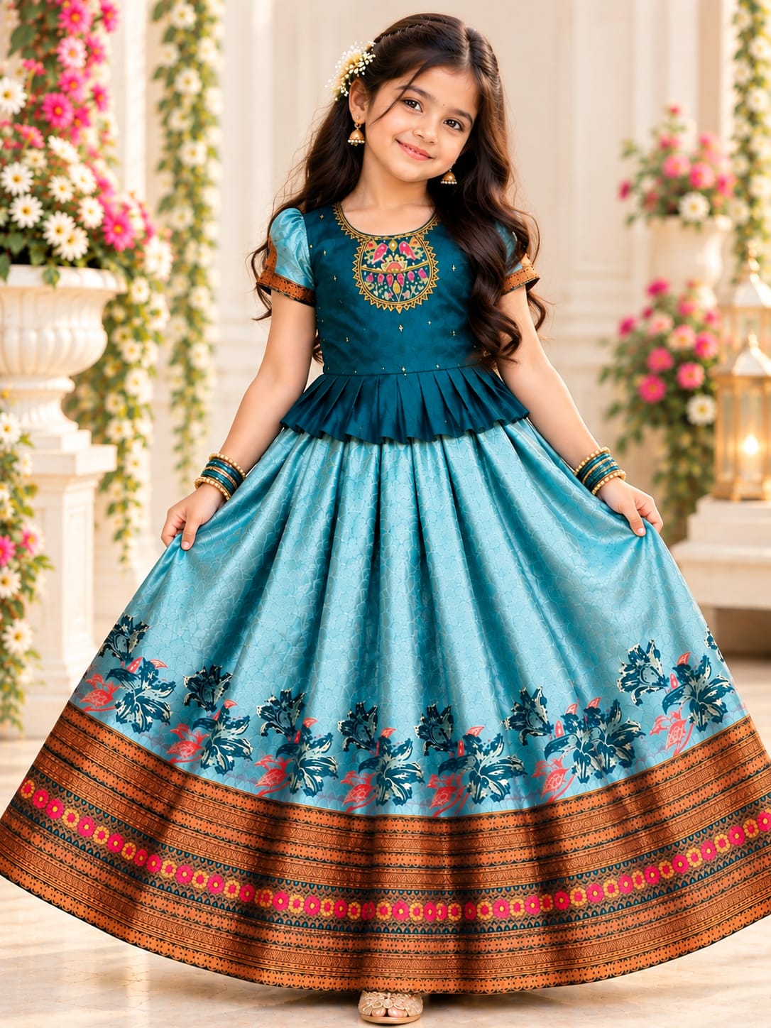 Girls Premium Traditional Pattu Frocks (Ages 3–9 Yrs)