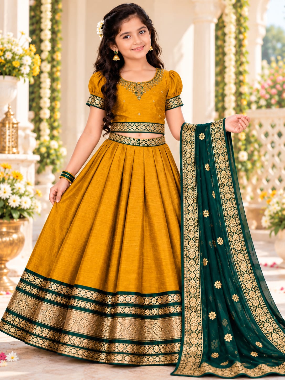Girls Trendy Traditional Semi-Stitched Lehenga Choli with Dupatta (Ages 3–9 Yrs)