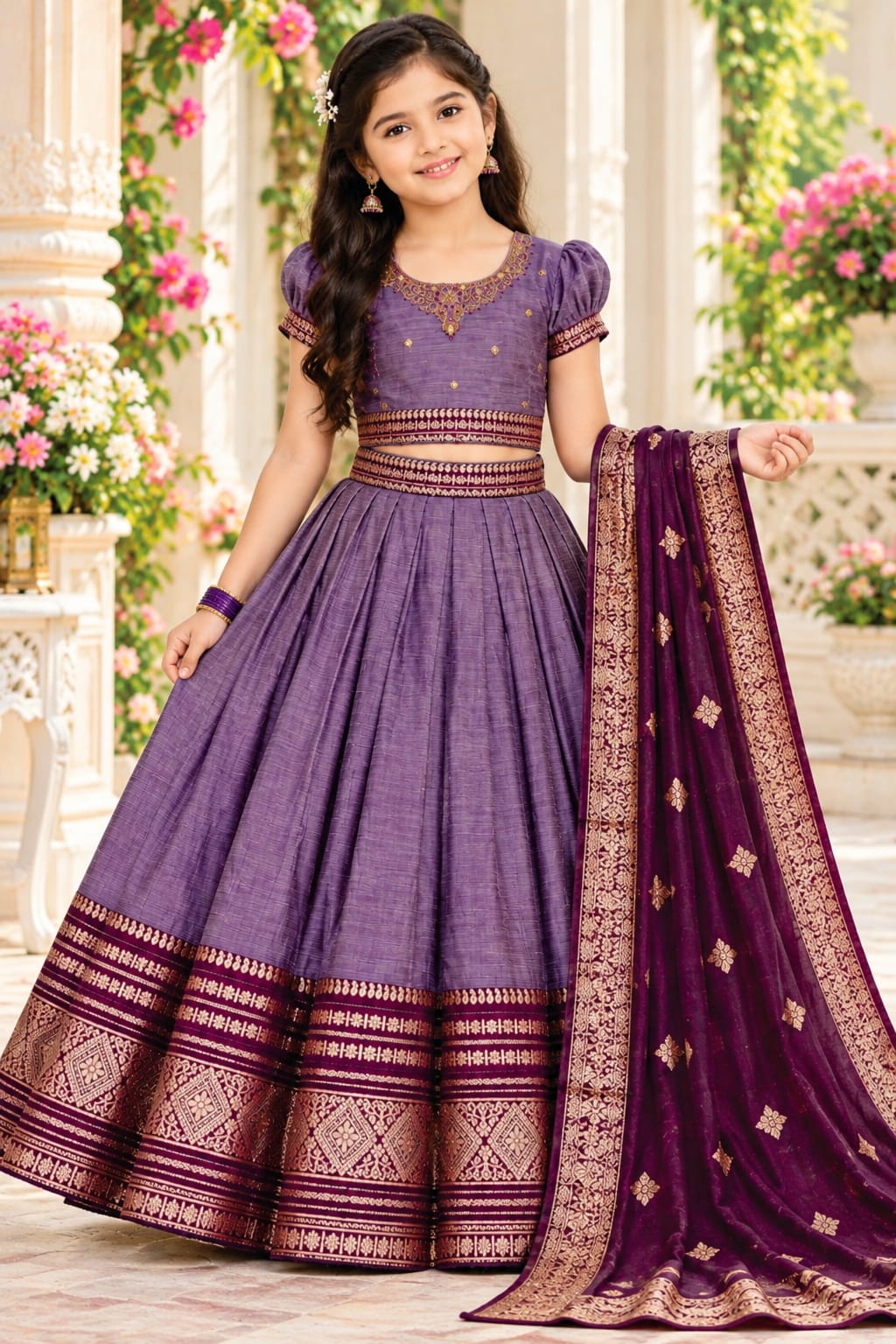Girls Trendy Traditional Semi-Stitched Lehenga Choli with Dupatta (Ages 3–9 Yrs)