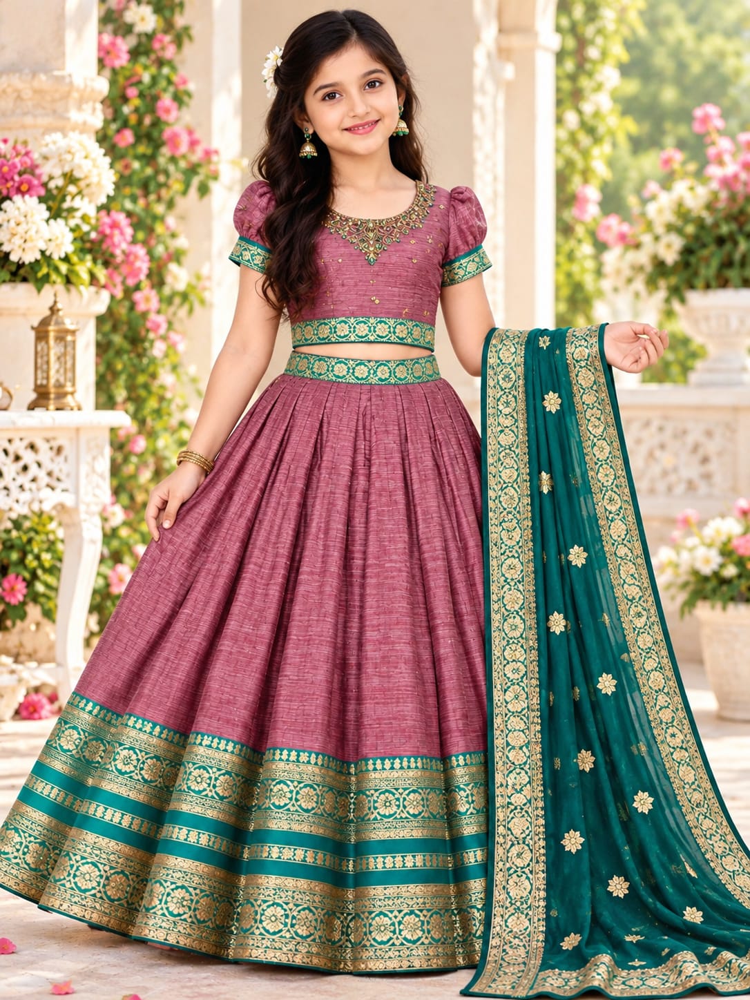 Girls Trendy Traditional Semi-Stitched Lehenga Choli with Dupatta (Ages 3–9 Yrs)