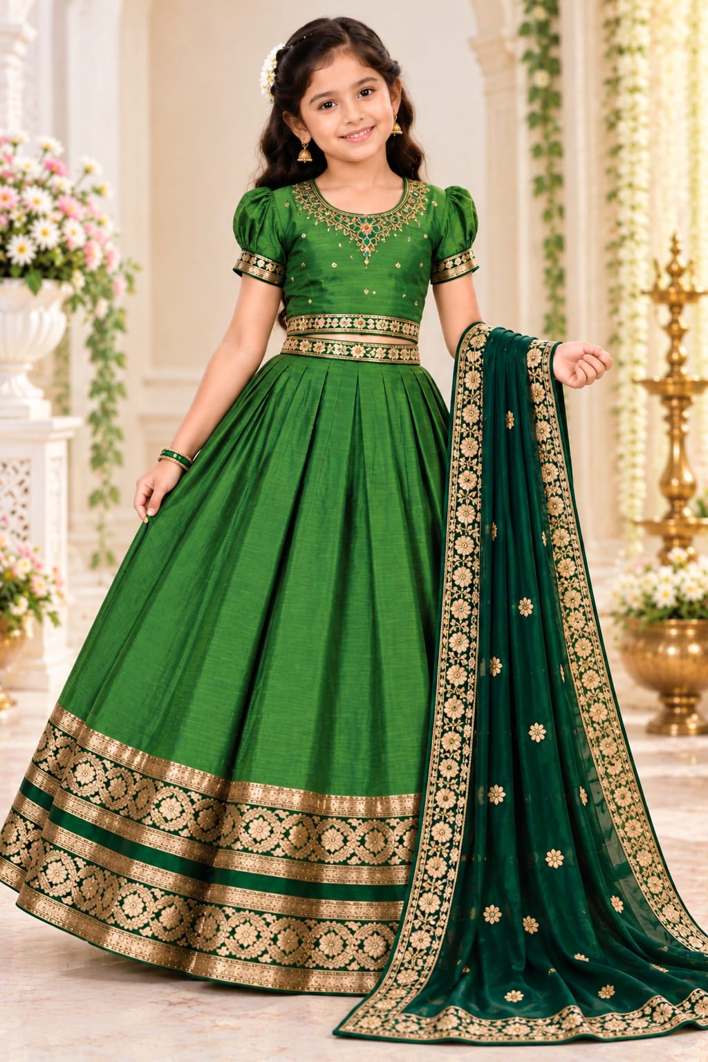 Girls Trendy Traditional Semi-Stitched Lehenga Choli with Dupatta (Ages 3–9 Yrs)