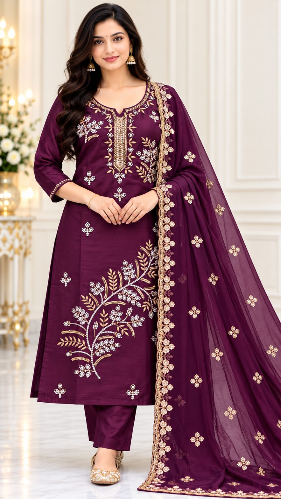 💃✨PREMIUM GLASS TISSUE EMBROIDERY WORK 3-PIECE SET✨💃
