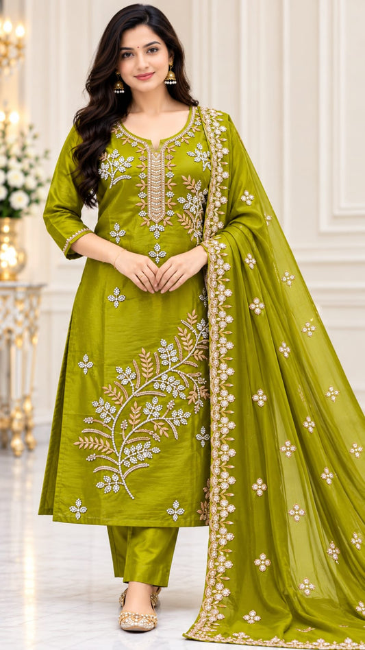 💃✨PREMIUM GLASS TISSUE EMBROIDERY WORK 3-PIECE SET✨💃